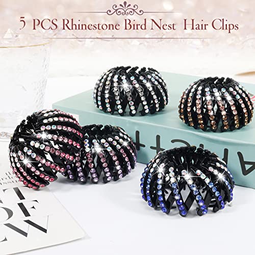 5 Pcs Bird Nest Hair Clips Holder Ponytail Holder Bun Barz Bun Clip Accessories for Women and Girls (Color-5) - color: Color-5