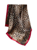RoseSeek Women's Cheetah Print Silk Head Scarf Leopard Satin Rave Hair Scarf Headband Square Scarves - color: Cheetah Red