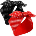 Hicarer 2 Pieces Polka Dot Headband Bandana Headband 50s Costume Hair Accessories Bows Wide Head Wrap for Women(Red, Black,Small Dots) - color: Red, Black, style: Small Dots