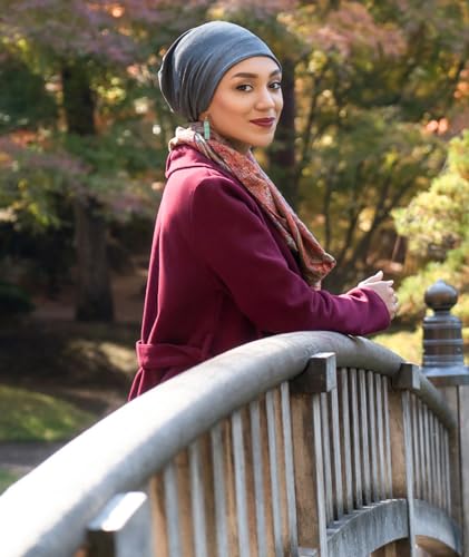 Hats Scarves & More Bamboo Slouchy Beanie for Women Chemo Headwear Moisture Wicking Cancer Turban Head Wrap Snood - color: Dark Grey