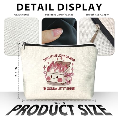 Cute Pink Bow Dumpster Fire Gifts Makeup Bag, Dumpster Bag,Dumpster Fire Cosmetic Bags for Women, Inspirational Positive Encouragement Gifts for Women Zipper Pouch - color: 01-dumpster fire(03)