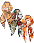 Raylarnia 3 Pack Satin Purse Bag Scarf for Women 59”Long Silky Scarves for Neck,Hair,Head,Handbag,Fashion Gift Set - color: Orange Khaki