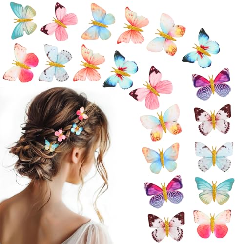 20Pcs Butterfly Hair Clips Moving Rainbow Glitter Clip Fairy Accessories Dream Color - color: Dreamy