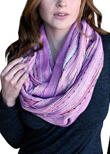 Anika Dali (15 Colors) Shimmer Sparkle Infinity Scarf, Women's Festival Bliss Lightweight Fashion Shawl - color: Wisteria Purple