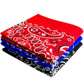 Classic Paisley Bandanas - 3 Pack Gift Set, 100% Cotton, 22x22 Inches - color: Red/Black/Blue
