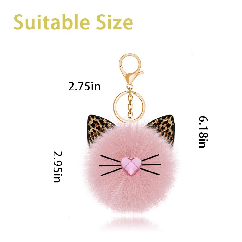 Leopard Faux Fur Keychain for Purse Charms for Handbags Leopard Plush Key Chain for Car Keys - color: Color 3