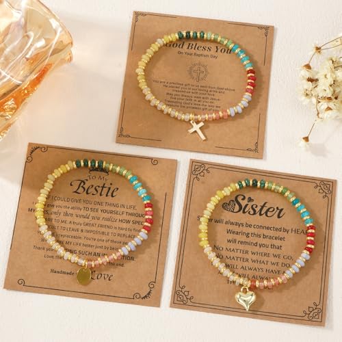 Colorful Beaded Bracelets for Women Boho Multicolor Gold Plated Beads Bracelet Adjustable Statement Bracelet Gift Summer Beaded Jewelry