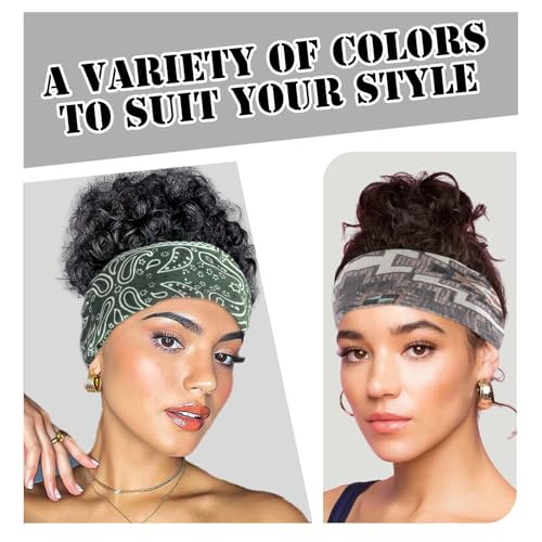 Boho Bandana Wide Headbands Womens' Hair Bands Fashion Paisley Head Wraps African Scarf Headband Vintage Turban Bohemian Sweatbands Large Hair Scarf For Women Girls Workout - color: Style 91
