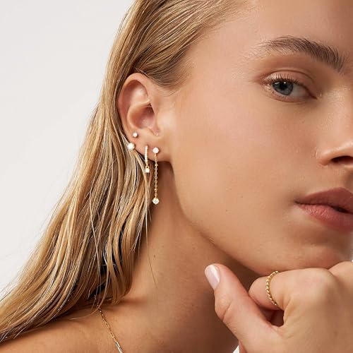 Robaice Dangle Earrings for Women, Long Hypoallergenic Earrings Set for Multiple Piercings, Gold Hoop Earrings Set
