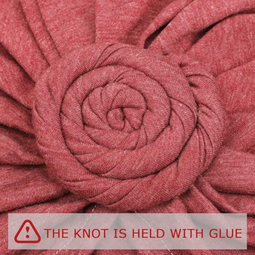DRESHOW 5 Pack Knotted Headwraps for Women African Turban Pre-Knotted Beanie Headwraps Hair Covers - color: 5 Pack Donuts: Beige/Light Pink/Fuchsia/Brown/Light Purple