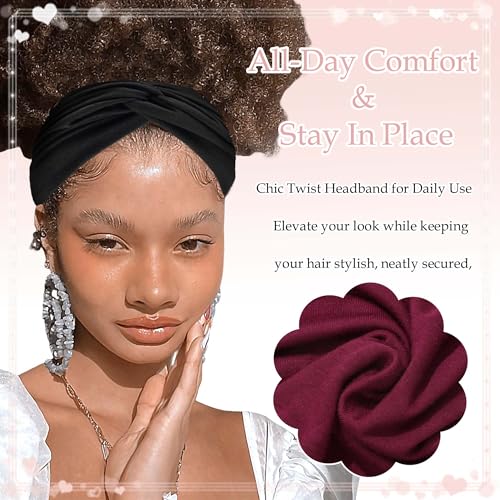Bandana Headbands for Women Wide Boho Headband Solid Color Knotted Turban Head Bands Soft Hair Wraps Black Head Scarf Fashion Turban Hairband Cute Scarf Headband For Women’s Hair Accessories - color: Style 141