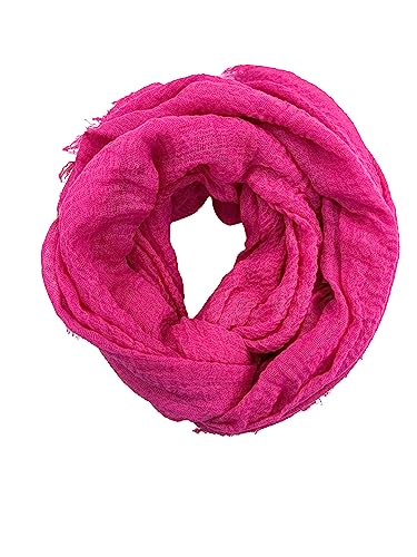 Humble Hilo Womens Woven Bohemian Style Gauze Scarf,Shawl, Head Wrap Fringed Edge Lightweight, Long Folds Small - color: Pink