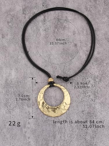 JAOYU Bohemian Necklaces for Women Leather Necklace Wood Pendant Choker Long Brown Necklace Chunky Circle Boho Hippie Jewelry - style: Boho Pendant Necklace