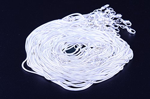 Snake Chain Necklace White Brightening 24pcs 925 Silver Plated 1.2mm DIY Shining Link with Lobster Clasps for Jewelry Making (16 inch, Shining White Brightening) - size: 16 inch