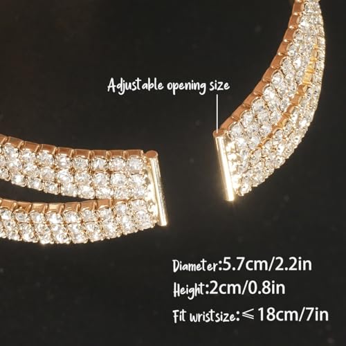 Suyi Rhinestone Bracelet Multilayer Gold Cuff Bracelet for Women Crystal Braidal Bracelets - color: Gold 6
