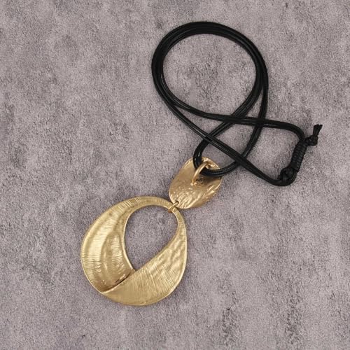 Leather Necklace for Women Long Boho Necklace Bohemian Choker Vintage Necklace Braided Boho Jewelry with Adjustable Brown Leather Cord - color: Bohemian Statement Necklace