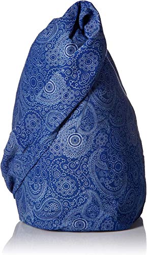 BTP! Thai Cotton Hippie Hobo Sling Crossbody Bag eco Friendly Shopping bag Paisley Print Large - color: Blue