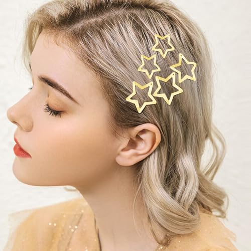 Star Hair Clips 2000s Y2K Snap Hair Barrettes Non Slip Star Hair Accessories Gold Metal Hair Clips for Girls Women -30 PCS 1.18", 1.57" - color: 50 P - 1.18",1.57"-gold