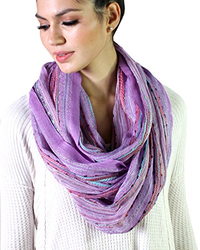 Anika Dali (15 Colors) Shimmer Sparkle Infinity Scarf, Women's Festival Bliss Lightweight Fashion Shawl - color: Wisteria Purple