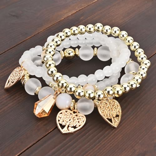 Bohemian Bracelet Sets for Women - 6 Sets Stackable Stretch Bracelets Multi-color Boho Jewelry for Women Hippie Bracelets Dainty Jewelry - color: Blue Boho bracelets