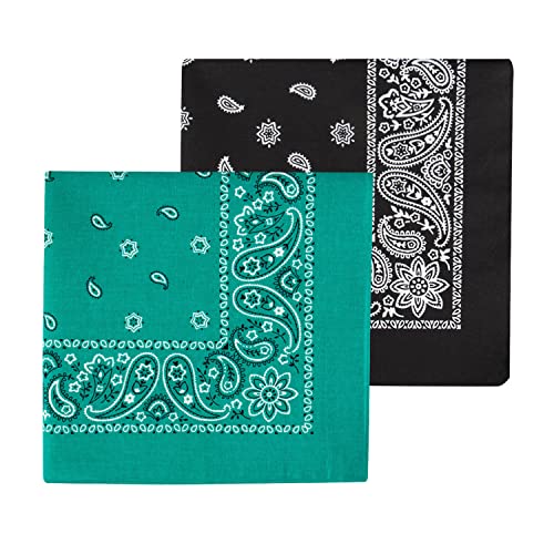 Levi’s All-Gender Multi-Purpose Bandana Gift Set – Headband, Wrap, Face & Neck Coverage - color: Black/Green, size: Pack 2