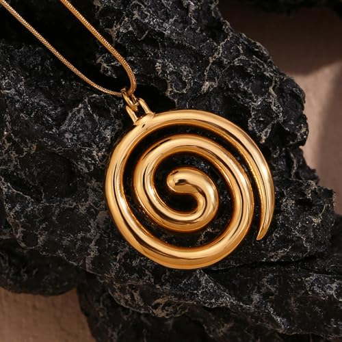 Frodete Statement Necklace for Women Chunky Gold Necklaces Long Pendant Necklace Boho Necklaces Gold Pendant Jewelry Cowboy Chic Style Cowgirl Outfit - color: Z1:Spiral Necklace