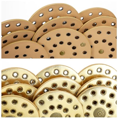 Wide Disc Belt for Women Vintage Leather Hollow Out Round Belt Western Waist Belt - color: Copper Gold, size: S (39.7 in)