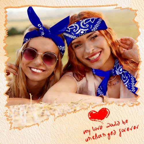 50 Pcs Bandanas Bulk Large Bandana Headband Paisley Cowboy Bandana Scarf Handkerchief for Women Men - color: Royal Blue