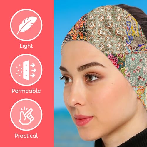 dscarf Womens Neck Scarf 21"x21" Small Square | Headband Scarf Ethnic Bandana Head Scarf Flowering Breathable Lightweight - color: Flowering Design 29