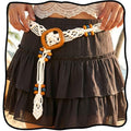 Fstrend Women's Woven Waist Belt Chain,Turquoise Braided Belts with Wooden Beads,Adjustable Belly Accessory for Dress (D) - color: B