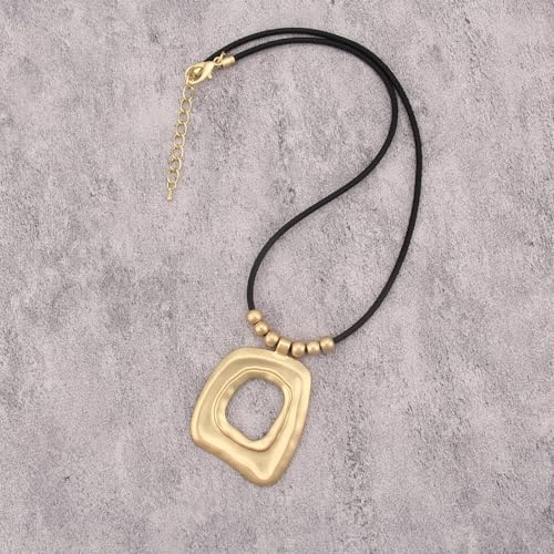 JAOYU Bohemian Necklaces for Women Leather Necklace Wood Pendant Choker Long Brown Necklace Chunky Circle Boho Hippie Jewelry - style: Boho Leather Choker
