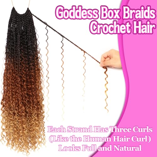 Goddess Boho Box Braids Crochet Hair-8 Packs 24 Inch Crochet Box Braids for Black Women Pre Looped (1B/30/27, 24 Inch (Pack of 8)) - color: 1B/30/27, size: 24 Inch (Pack of 8)