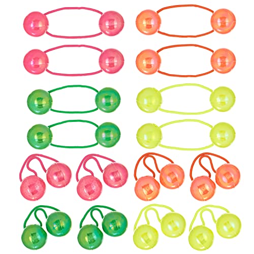 16pc Neon Ponytail Ball Hair Tie Set - Elastic Hair Accessories for Girls | Elastic Hair Accessories for Girls, Toddlers & Kids. Durable Secure Stretch. Fun Colorful Hair Elastics for Kids/Girls - color: Neon