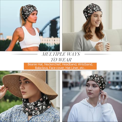 Chemo Caps Slouchy Beanie Hat Stretch Cancer Head Wraps Turban Sleep Headwear Scarf for Women Girls Men - color: I-10-grey Bowknot