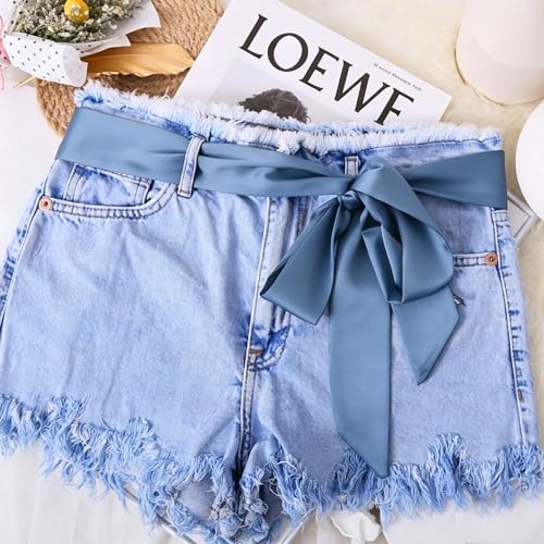Long Thin Skinny Scarf Satin Neckerchief Ribbon Tie Waist Belt for Women - color: Blue