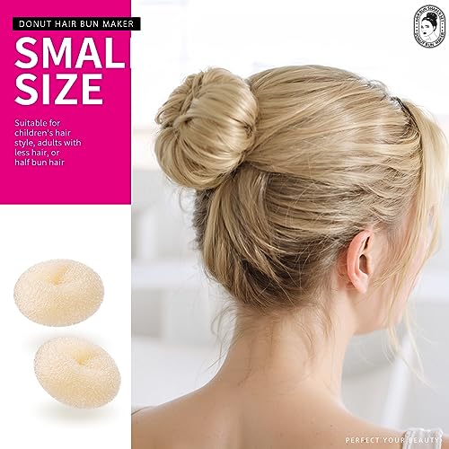 Teenitor Donut Bun Maker Set - Hair Bun Ring with 5 Bands, 20 Bobby Pins & 7 Chignons (2 Small, 2 Medium, 1 Large, 1 Extra-Large) for Hairstyles in Beige - color: B-Beige