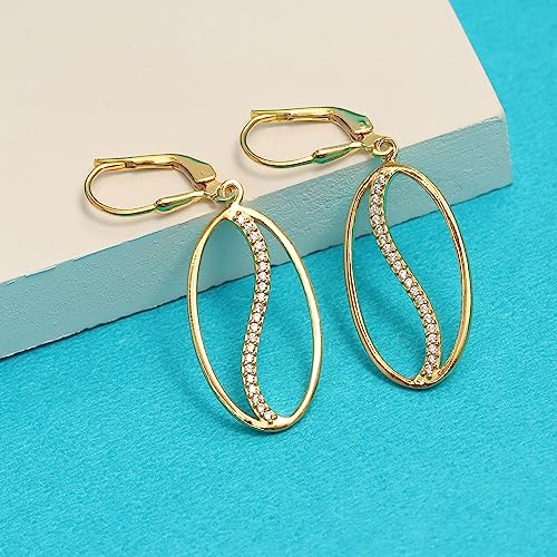 LeCalla 925 Sterling Silver Leverback Drop Earrings | Lightweight Celtic-Knot Filigree Heart Teardrop Dangle Earring for Women's Gift for Her - color: CZ Oval Shape