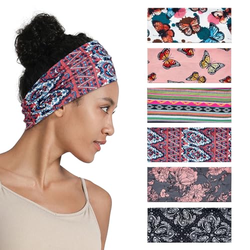 QIUTIMIY Headbands for Women Non Slip - 6 Pack Soft Stretchy Hair Bands for Women’s Hair – Fashion Sports Headbands for Yoga, Workout, Running, Gym, Daily Wear(Style 9) - color: Style 9