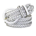 Women Wide Braided Leather Belt 1.6 inch Ladies Soft Woven Waistband with Buckle - color: White