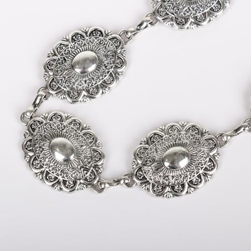 Concho Chain Belt for Women, Premium Body Waist Belly Belt for Concerts, Festivals, Cosplay, Daily Wear - color: White1