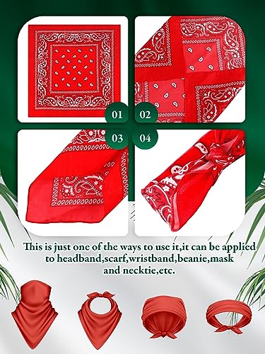 Unittype 36 Pieces Paisley Bandana Cowboy Bandanas Sports Novelty Headband Square Scarf Outdoor for Western Party Costume - color: Red, Rose Red, Pink, style: Simple Style
