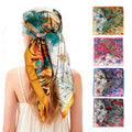 Ciormis 35" Silk Head Scarf for Women, 4 Pcs Satin Hair Scarf Square Silk Bandana Top Neck Scarves Hair Wraps for Sleeping - color: N1-leaves-set7