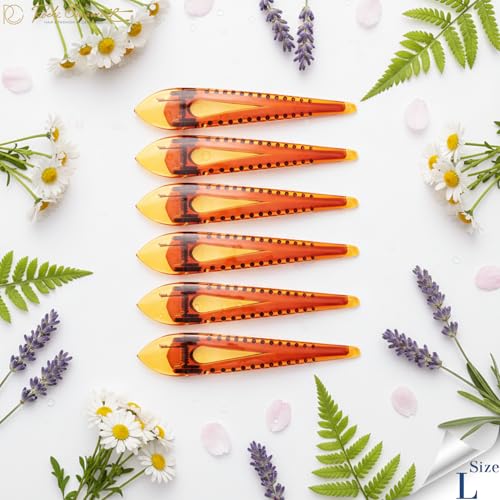 RC ROCHE 6 Pcs Duck Bill Alligator Hair Clips for Women Sectioning Flat Claw Long Thick Hair Inner Teeth Curved Styling Jaw Strong Secure Grip Salon, Large Brown - color: (Large) Brown