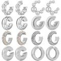 NEWITIN 8 Pairs Chunky Gold Ear Cuff Earrings for Women Trendy Thick Ear Cuffs Non Piercing Clip On Earrings Large Cuff Earring Cartilage Clip for Women - color: Silver/8 Pairs