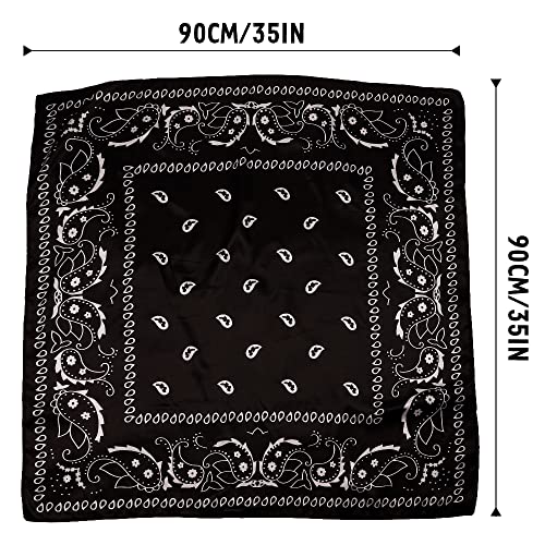 NZKNP Silk-Like Head Scarf - Women's Bandana Wraps - color: 31-black, size: 35"*35"