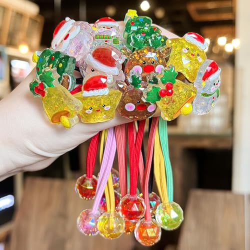 12PCS Ball Charm Hair Ties for Little Girls,Colored Bead Rubber Band Bubble Hair Ties with Balls No Damage Ponytail Holders for Toddler Girls (Pink, Orange, Yellow, Green, Red, Black) - color: Pink, Orange, Yellow, Green, Red, Black