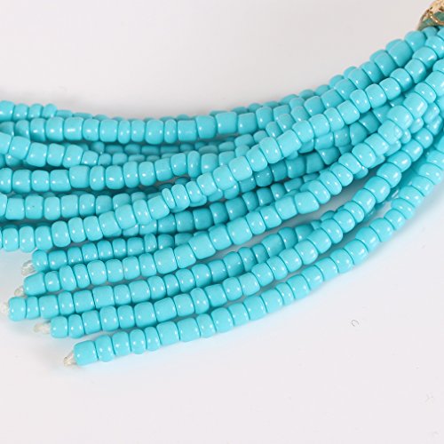 NLCAC Women's Beaded tassel earrings Long Fringe Drop Earrings Dangle 6 Colors - color: turquoise
