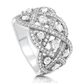 BERRICLE Sterling Silver Woven Art Deco Statement Cocktail Ring for Women, Cubic Zirconia CZ