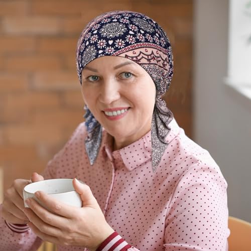4 Pieces Chemo Headwear for Women, Pre-Tied Head Scarf Cancer Headwear for Hair Loss - color: Multicolor-1