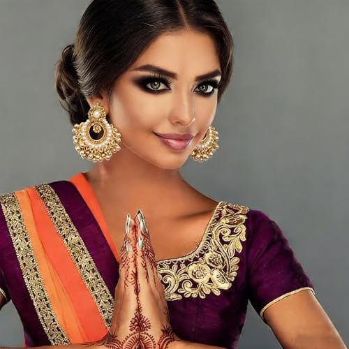 Indian Jhumka Earrings for Women Boho Ball Tassel Statement Dangle Earrings Vintage Chandelier Dangle Drop Stud Jewelry Gifts for Wedding Festival Holiday Outfits